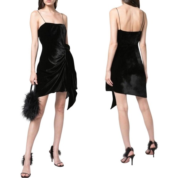 Cinq à Sept Black Velvet Mini Dress - Size 2 - Silk Blend, Bow, Cocktail Dress - Picture 1 of 16